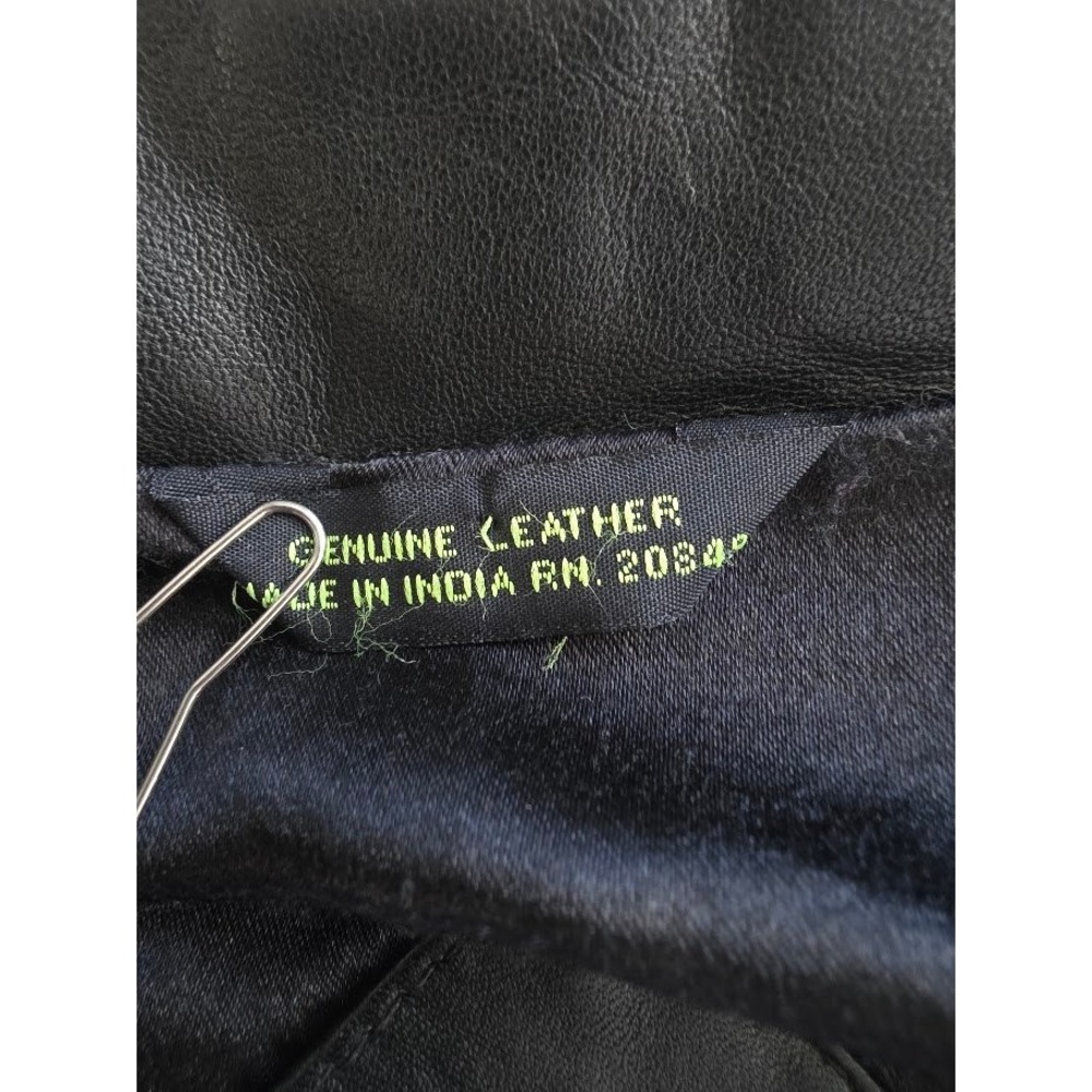 L.A. Leather Blazer Jacket Mens 46 Black Genuine Leather Two Button Coat Vintage - Picture 6 of 10